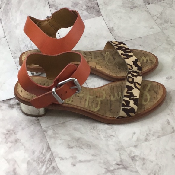 SAM EDELMAN Trina orange leather and hide sandals - Picture 4 of 8